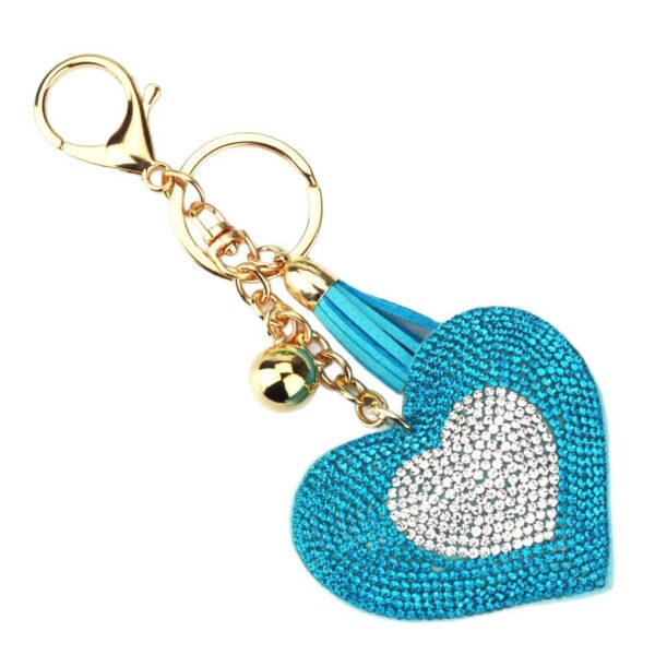 oly-5b38a5af122c2553a2c94807335d1805 Wholesale Two Color Heart Rhinestone Tassel Keychain Zinc Alloy Car Key Bag Charm