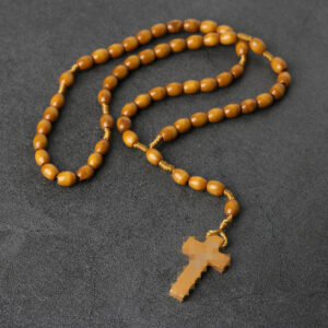 oly-5b3fbd6e2ffe4777af90b0387af1aa34 Wholesale Handmade Wooden Cross Rosary Necklace Chic Fashion Accessory for Gift or Boutique Resale