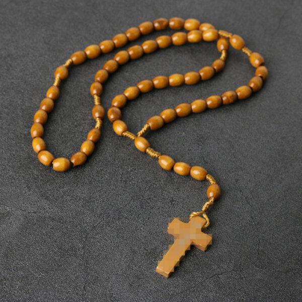 oly-5b3fbd6e2ffe4777af90b0387af1aa34 Wholesale Handmade Wooden Cross Rosary Necklace Chic Fashion Accessory for Gift or Boutique Resale
