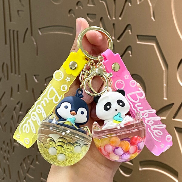 Wholesale Cute Cartoon Animal Oil filled Eggshell Keychain Acrylic Bag Charm Gift