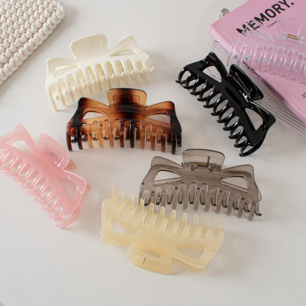 oly-5b6704c30734daf714b1784e908f1543 Wholesale 14cm Shiny Bright White Plastic Resin Hair Claw Clip Geometric Design for Thick Hair Everyday Styling