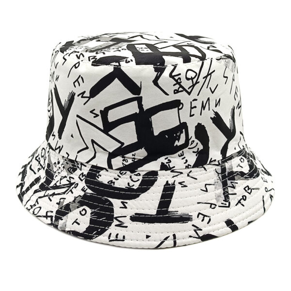 Wholesale Double Sided Bucket Hat with Letter Graffiti Chic Sun Protection Casual Hat for Women