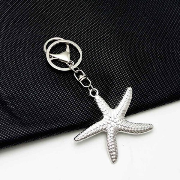 Wholesale Nautical Starfish Keychain Pendant Retro Ocean Themed Zinc Alloy Fashion Accessory for Keys, Bags,