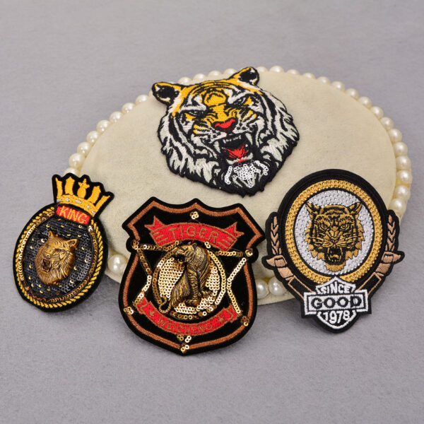 oly-5bbaa7710861ad1547030f977fc82fdd Wholesale Embroidered Tiger Lion Patch 3D Beaded Applique - Fashion DIY Accessory for Bags or Clothing