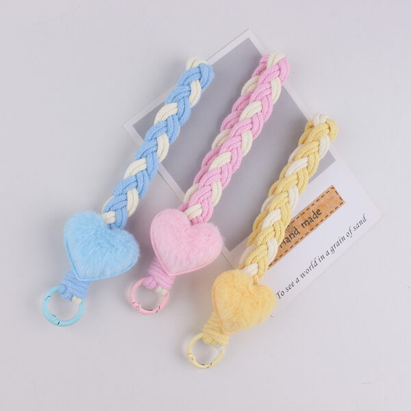 oly-5bbd52d1eaa31d571b0034f372b16789 Wholesale Red Heart Design Cotton Rope Keychain Bag Charm Fashion Accessory for Couples