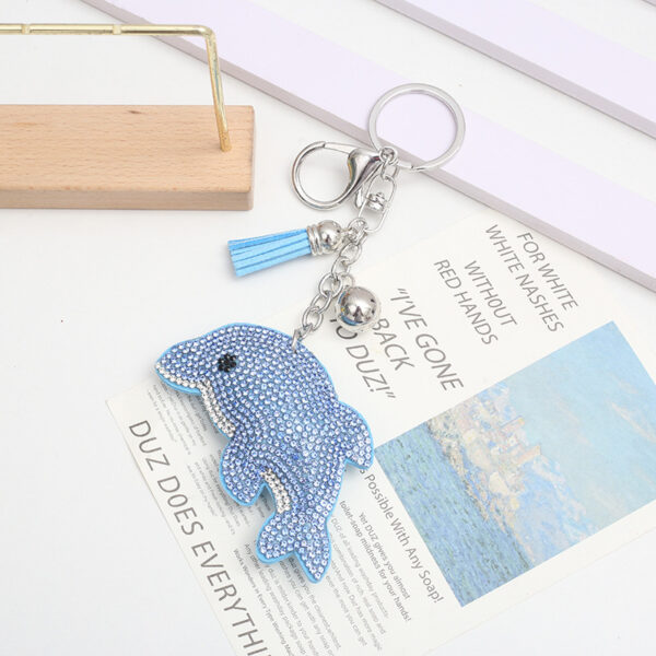 Wholesale Dolphin Rhinestone Keychain with Tassel, Stylish Bag Charm for Women, Boutique Resale Jewelry Accessory