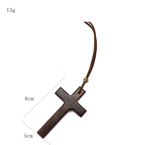 Wholesale Handmade Wood Alloy Cross Pendant Necklace Double Layer Rope Chain Jewelry Accessory for Couples Boutique Resale