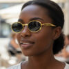 Wholesale Fashion Oval Small Frame Double Beam Sunglasses Gray Lens UV400 Sun Protection