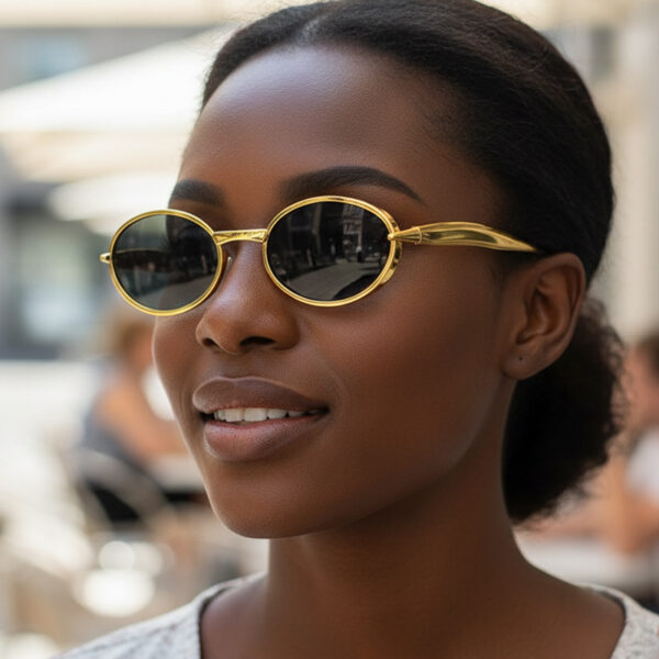 Wholesale Fashion Oval Small Frame Double Beam Sunglasses Gray Lens UV400 Sun Protection