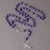 Wholesale Cross Rosary Necklace 8mm White Glass Beads Fashion Jewelry Gift