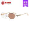 oly-5c1778a51562ae923c4ecfe9bfe9bff5 Wholesale Chic Rimless Polygonal Photochromic Sunglasses Gold Frame for Women