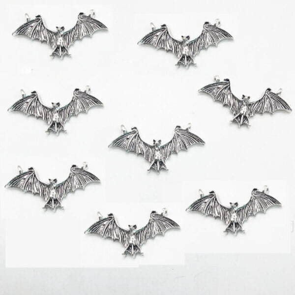 Wholesale Gothic Vintage Bat Wing Pendant Black Silver Alloy DIY Jewelry Accessory for Punk Street Style