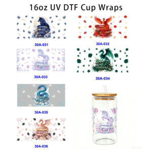 Wholesale 5pcs Magical Dragon Unicorn Book Floral 16oz Cup UV DTF Wraps