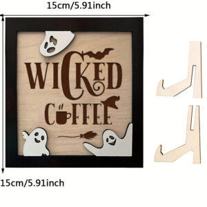 15*15*1cm / 3d double layer wooden coffee ornament wicked