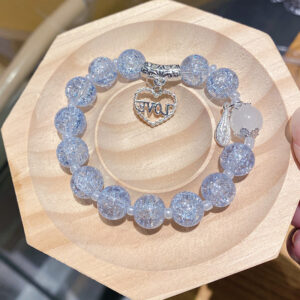 Love blue floral 10cm bracelet (packed in bag)