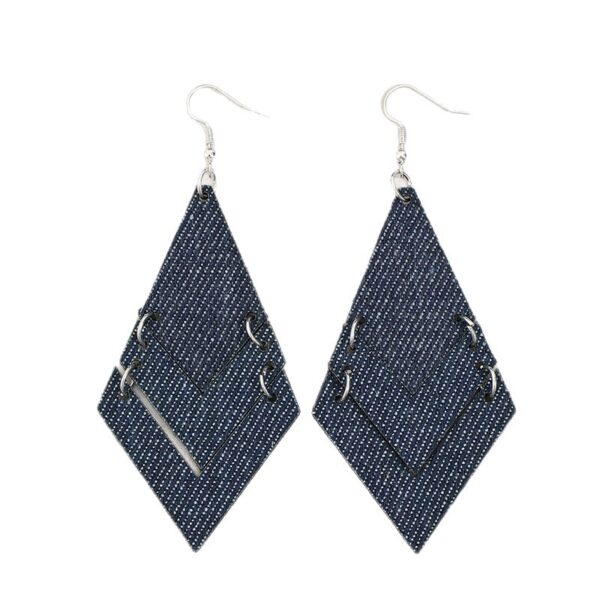 oly-5c714bbf4b2c48a2dd50ae177e3fffde Wholesale PU Leather Denim Style Geometric Earrings for Women Fashion Accessory