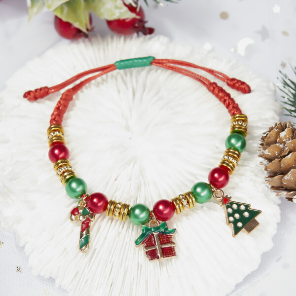 oly-5c72111194fd22e96fcd266ed3c92207 Wholesale Christmas Snowman Bell Beaded Bracelet Handmade Adjustable Alloy Holiday Jewelry Accessory