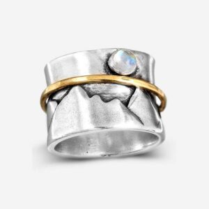Wholesale Vintage Style Alloy Moonstone Ring Geometric Wedding Jewelry Accessory