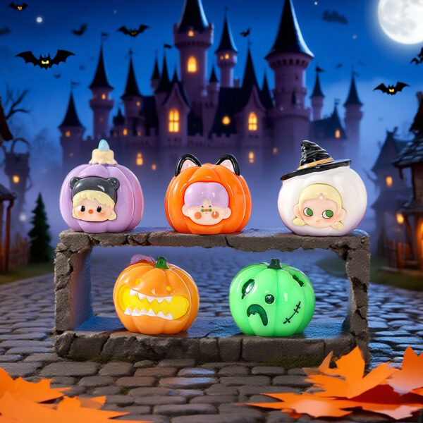 Wholesale Halloween Double-Sided Pumpkin Head Figure Set - 10 Styles, Car Desk Decoration, Collection Toy Gift