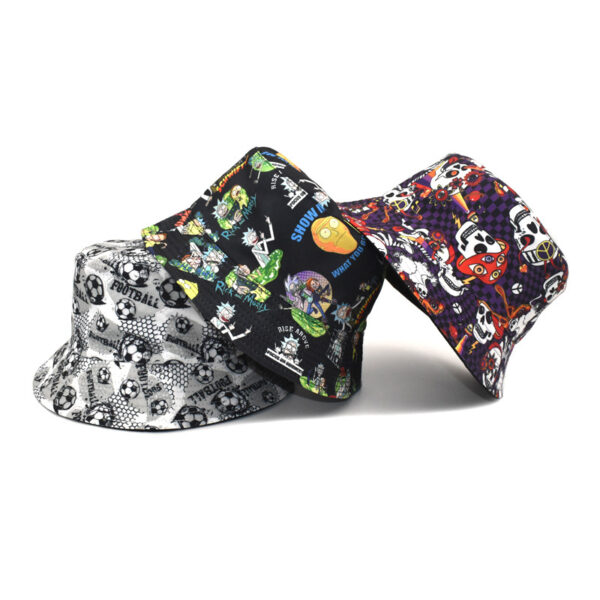 Wholesale Cartoon Skull Print Fisherman Hat Sunscreen Summer Cap for Men Women