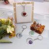 oly-5ca74a5eb8c927adbc3428abacb7d1cf Wholesale Heart Moon Hand Wrapped Keychain Bag Charm with Green Aventurine Crystal Stylish Car Key Accessory