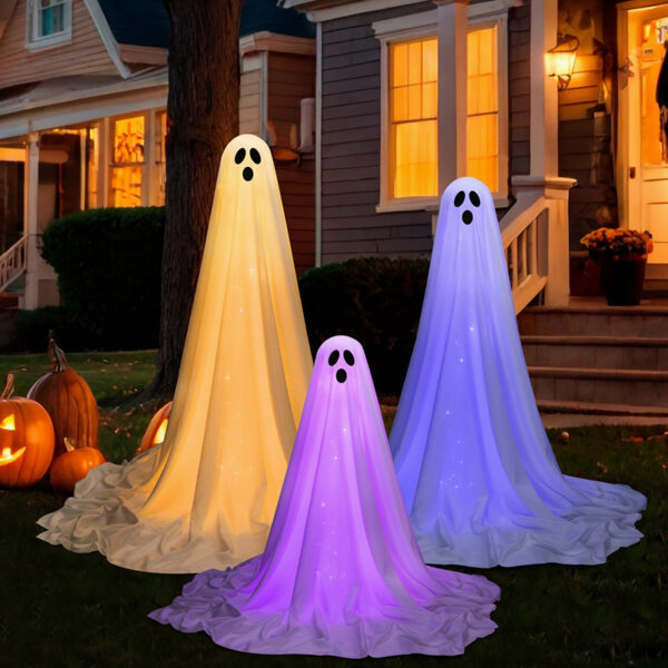 Wholesale Halloween Standing Glowing Ghost Decoration, Lilac Purple Outdoor Yard Ornament for Resale