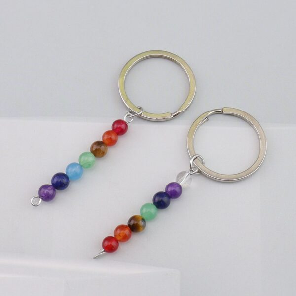 oly-5cb58490c36ac2c2274b895e8a64b524 Wholesale Metal Keychain with Natural Crystal Beads Mediterranean Style Bag Pendant for Gift or Resale