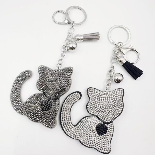 oly-5cbd24d50b5a8599be5309858a1cf640 Wholesale Rhinestone Cat Keychain with Bow Tie Chic Wedding Gift Fashion Accessory
