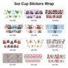 Wholesale 8pcs Cute Sheep, Flower, Text and Animation Figure Pattern 3oz Cup Stickers Wrap OLY Exclusive