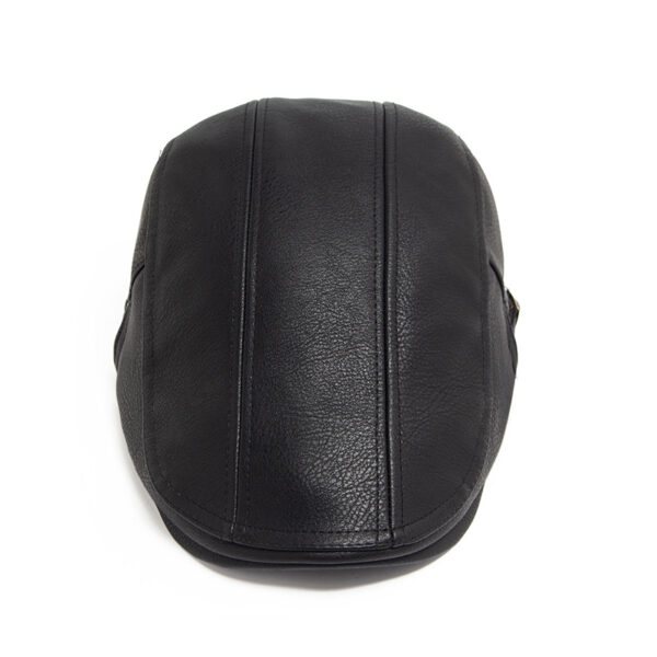 Wholesale PU Leather Men's Beret Hat Autumn Warm Adjustable Fashion Accessory