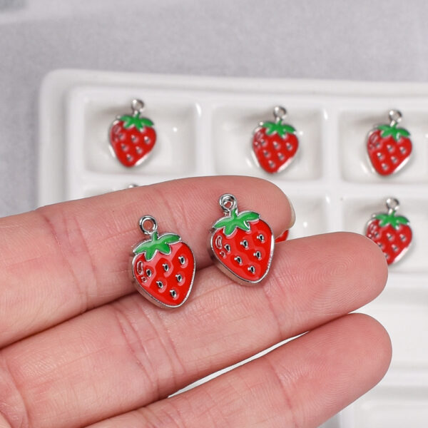 oly-5cec74cedd3d080ee07755ac538592b9 Wholesale Strawberry Enamel Pendant Charm Jewelry Accessory for DIY Bracelet Making Gift
