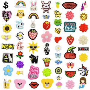 oly-5d15b53dfb4658bc79fa3911d5d2191f Wholesale Polyester Embroidered Cartoon Rabbit Flower Cloth Patches Set of 60 for DIY Clothing Bag Decoration
