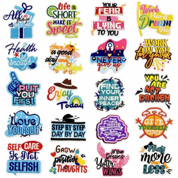 Wholesale Stylish Colorful English Letter Embroidered Patch Iron-On Fashion Accessory for Bag Charm Gift