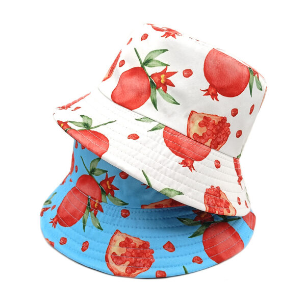 Wholesale Sunscreen Fisherman Hat Double Sided Pomegranate Print Summer Outing Fashion Accessory