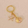 Wholesale Gold Metal Pearl Shell Heart Keychain Fashion Accessory