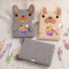oly-5d52b97a5c369e65b35690526f1d0186 Wholesale Plush Cartoon Dog Notebook with Lock Cute 3D Ears Diary for Kids Students Boutique Stationery