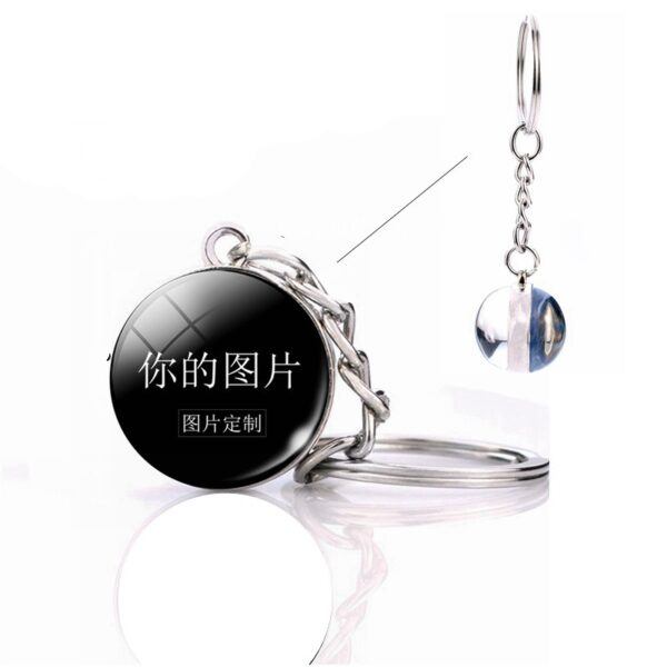 Wholesale Double Sided Ball Keychain Metal Custom Photo Key Ring for Gift Souvenir