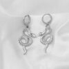 oly-5d8ca282e4c32eae8dd91f0c5845c598 Wholesale Silver Snake Design Long Drop Earrings Trendy Jewelry Accessory for Boutique Resale