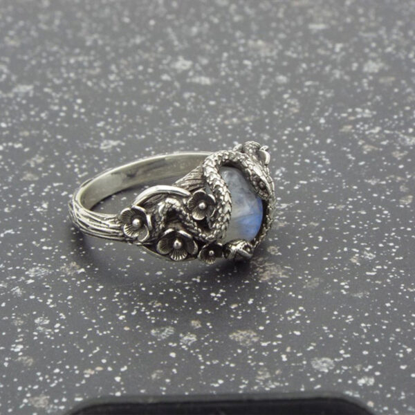oly-5dd72a3f89062d3097a2d8c8d6a28ad0 Wholesale Vintage Flower Double Snake Ring Unisex Silver Alloy Fashion Accessory Gift