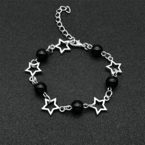 oly-5df170e0273ddeb3676b8e138032b6be Wholesale Hollow Five Point Star Imitation Pearl Beaded Bracelet and Necklace Set Silver Geometric Fashion Jewelry for Women Trendy Everyday Accessory