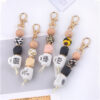 Wholesale Silicone Beaded Keychain Bracelet Leopard Print Korean Style Bag Charm Graduation Gift