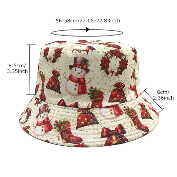 Wholesale Christmas Snowman Print Double Sided Bucket Hat Sun Protection Fashion Accessory