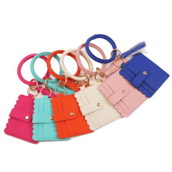 oly-5e883d022f13cca486257b11b341d21e Wholesale PU Leopard Print Keychain Card Case Wallet with Tassel Stylish Boutique Gift