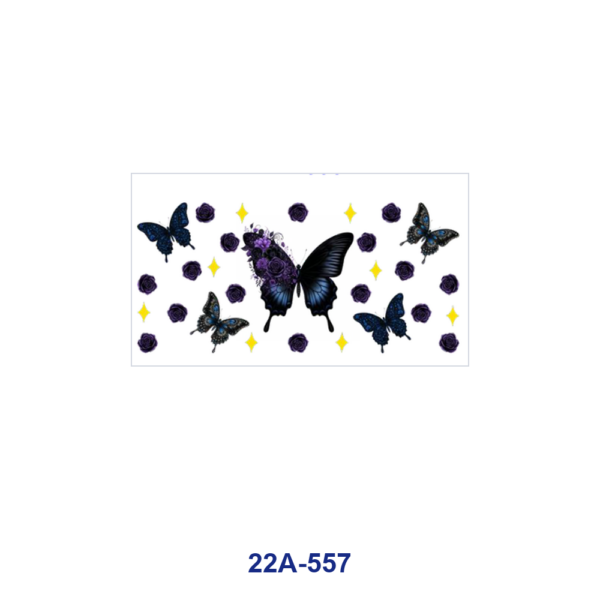oly-5eaa55b0979968f079cb0b84c82e6432 Wholesale 5pcs Watercolor Colorful Butterfly Sunflower Rose Floral Mixed Decor Prints 16oz Cup UV DTF Wraps