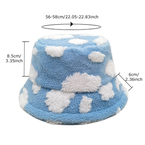 oly-5eb84403ee1a2b34df70eaaa63ac291e Wholesale Blue Sky White Clouds Plush Fisherman Hat Winter Everyday Fashion Accessory