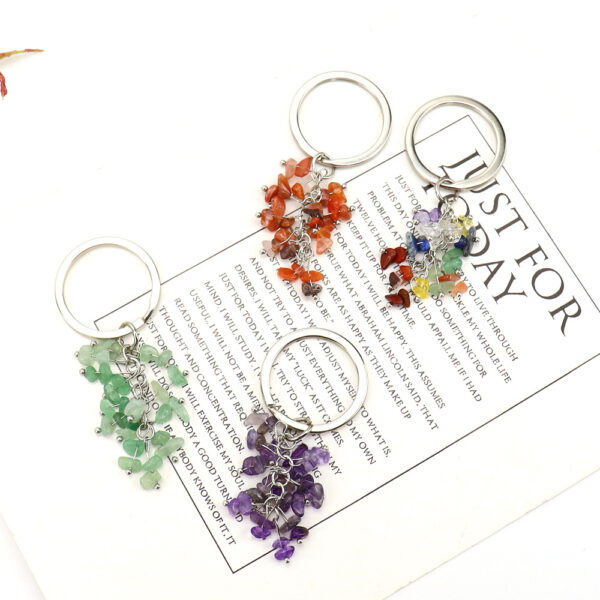 oly-5ebc2c2d790cd1e99c1578221eb0c986 Wholesale Pastoral Style Irregular Crushed Stone Keychain Pendant Bag Charm Fashion Accessory Gift for Friend