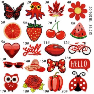 Red series cloth patch set 20 pieces