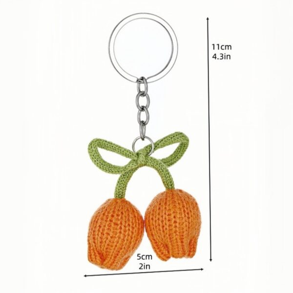 Wholesale Green Wool Tulip Bud Keychain Fashion Car Key Accessory Gift