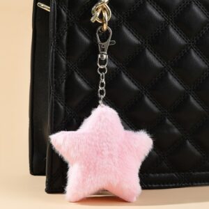 oly-5efc1649f993c9eb6ad6d8bc297fdcdc Wholesale Pink Faux Fur Star Keychain Bag Charm Cute Gift for Women Casual Accessory