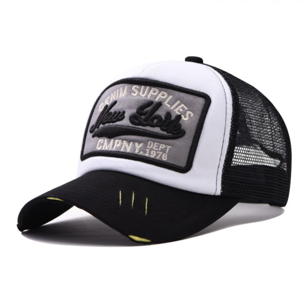 Wholesale Trendy Embroidered New York Baseball Cap, Black Mesh Sun Hat with Wide Brim, Unisex Casual